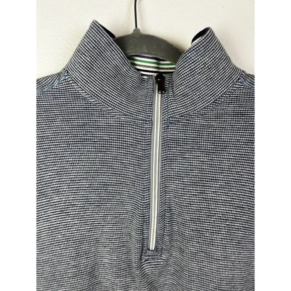 Robert Graham Men's 1/4 Zip Pullover Sweater/Sweatshirt Large Blue-White Stripes - Picture 4 of 7
